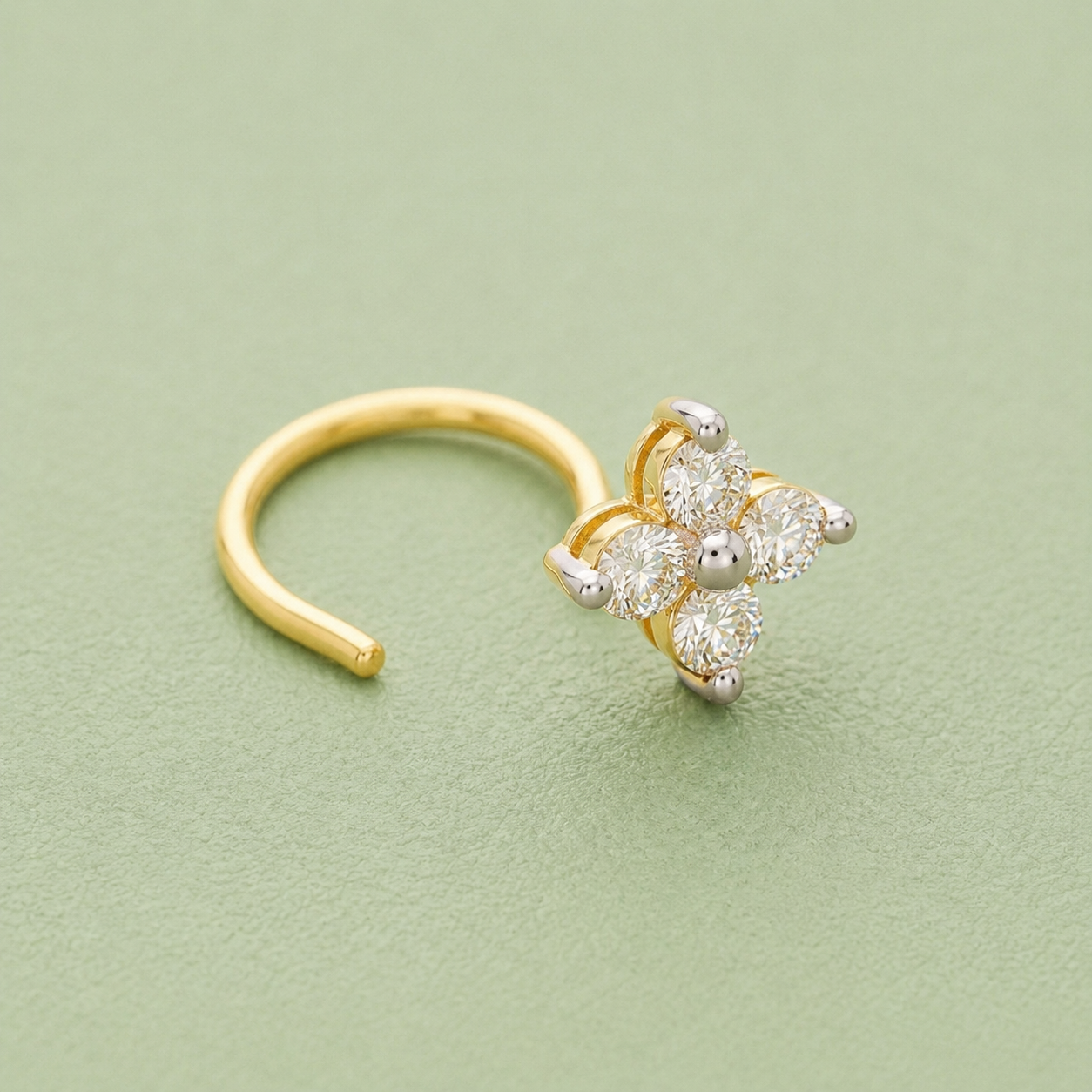 Elegant Floral Diamond Nose Pin