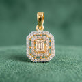 Elegant Emerald Cut & Round Diamond Pendant in 18K Yellow Gold
