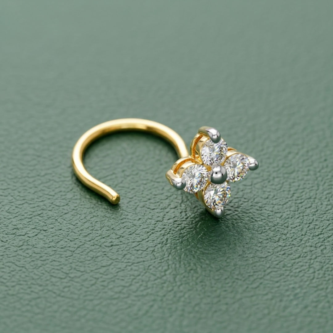 Elegant Floral Diamond Nose Pin
