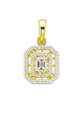 Elegant Emerald Cut & Round Diamond Pendant in 18K Yellow Gold